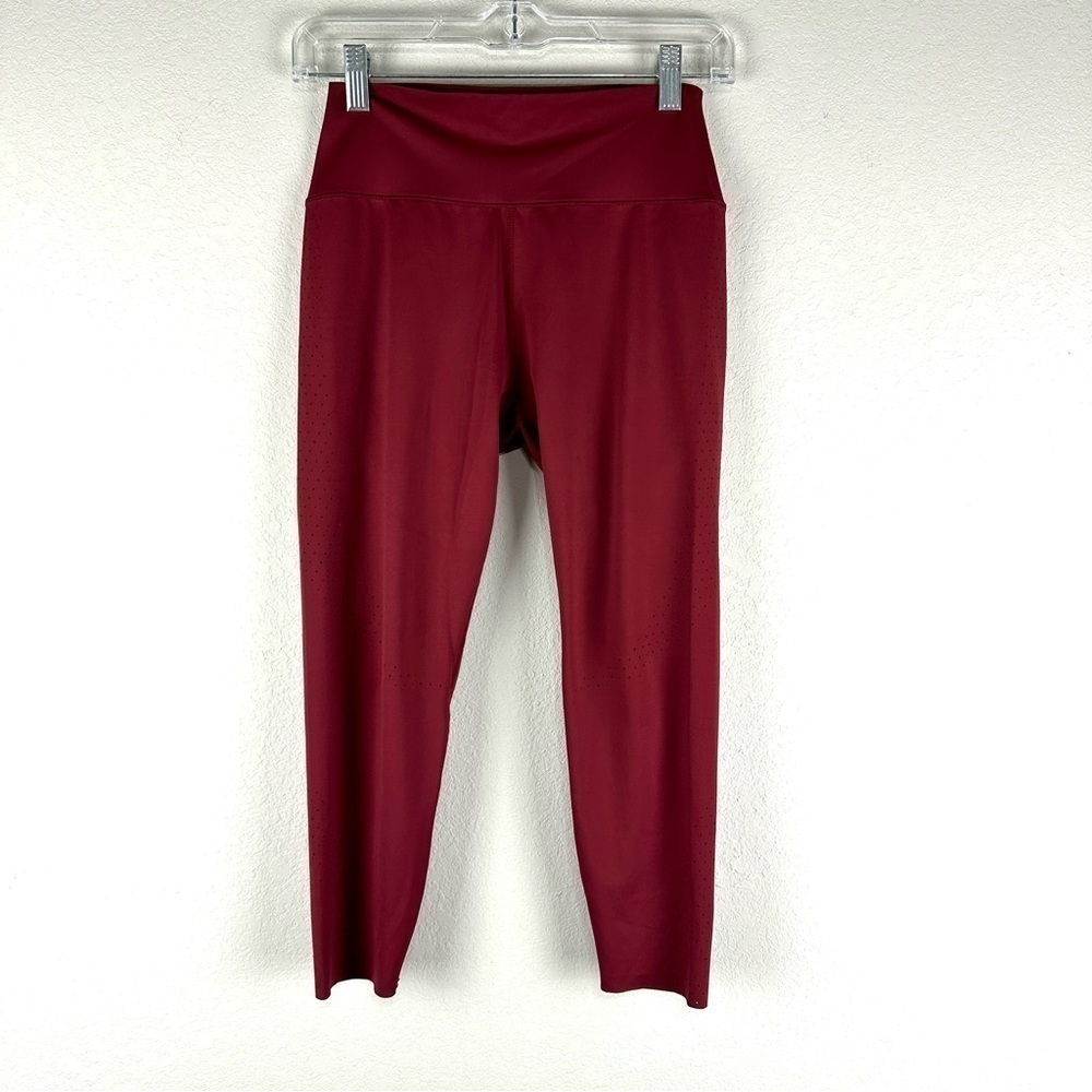 BuffBunny Dark Red Perforated Athletic Athleisure Leggings Size Medium
